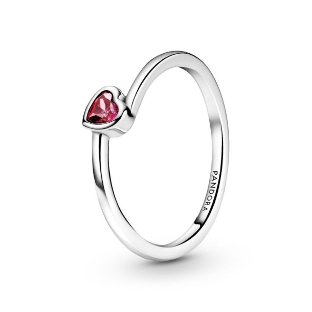 Retired Pandora Red Tilted Heart Solitaire Ring
